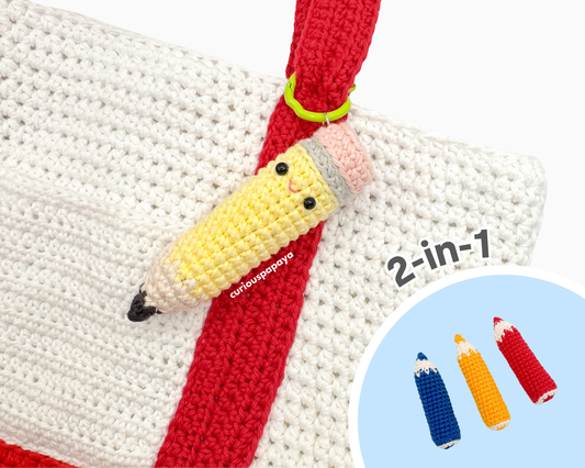 Pencil and Colored Pencil Bag Charm *2-in-1 crochet pattern*