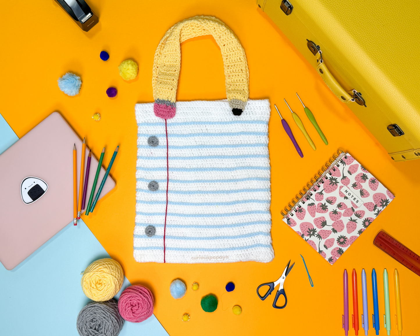 Lined Paper Tote Bag Crochet Pattern