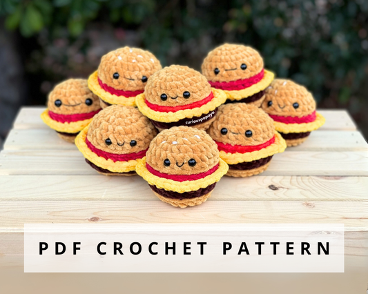 No-Sew Mini Burger Crochet Pattern